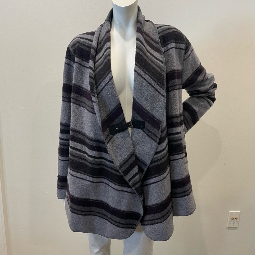 THE SAVILE ROW CO. London Wool Blend Gray & Purple Sweater Jacket